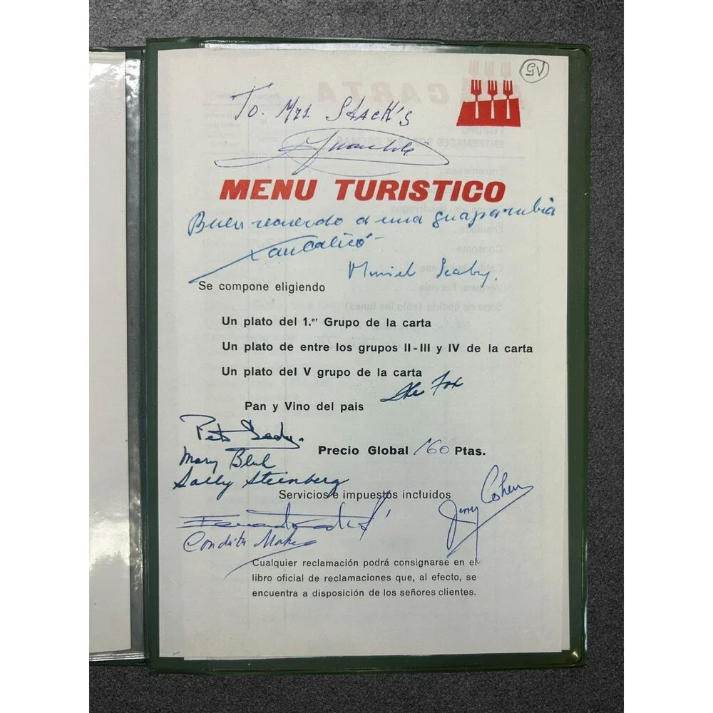 Rare Antique 7 Puertas Barcelona Menu Signed Catalan Restaurant Ephemera